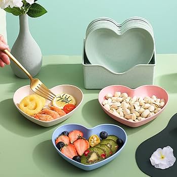 10Pcs  Unbreakable Modern Simple Dinner Plates with Stand