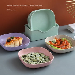 10Pcs  Unbreakable Modern Simple Dinner Plates with Stand