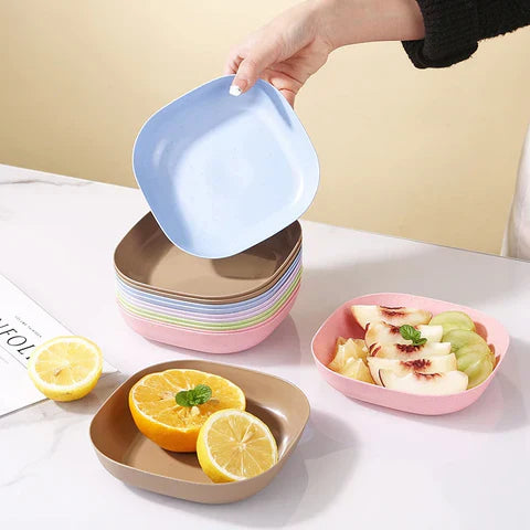 10Pcs  Unbreakable Modern Simple Dinner Plates with Stand