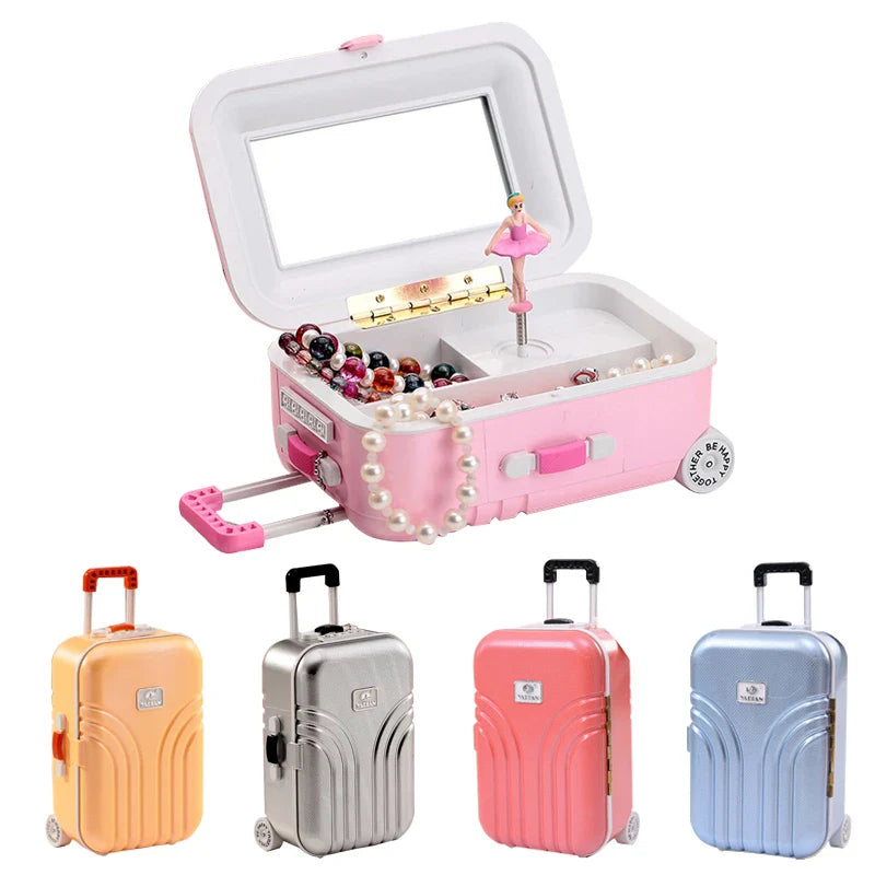 Mini Suitcase Shape Musical Jewellery Storage Box