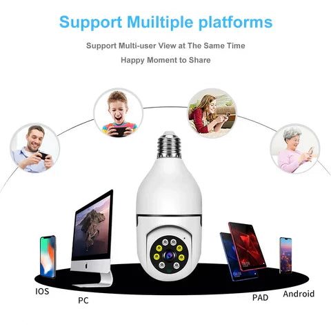 HD Light Bulb Security Camera With Motion Sensors