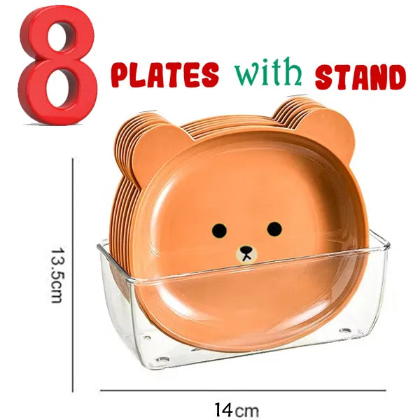 10Pcs  Unbreakable Modern Simple Dinner Plates with Stand