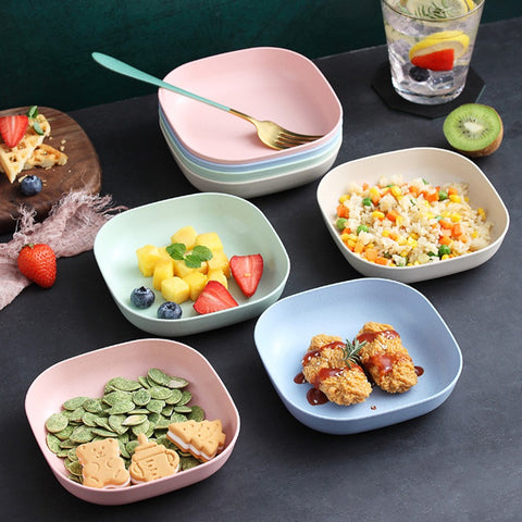 10Pcs  Unbreakable Modern Simple Dinner Plates with Stand
